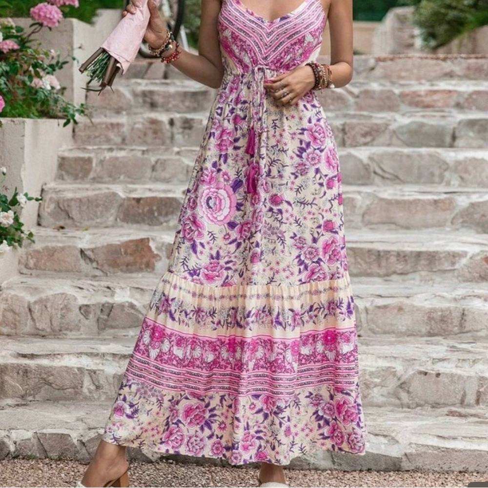 Floral Pink Maxi Dress